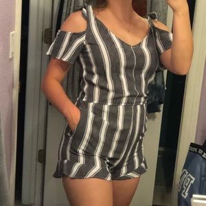 Navy and White American Eagle Romper